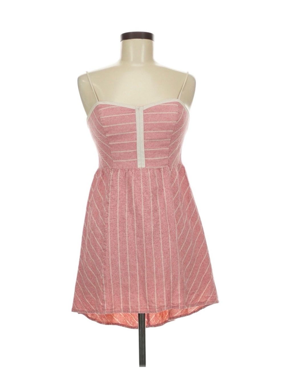 Striped Coral Spaghetti Strap Sundress with Cream Trim